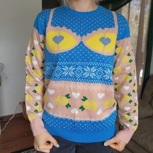 Hulu Shrill "Wine Em" Knit Sweater Size Small